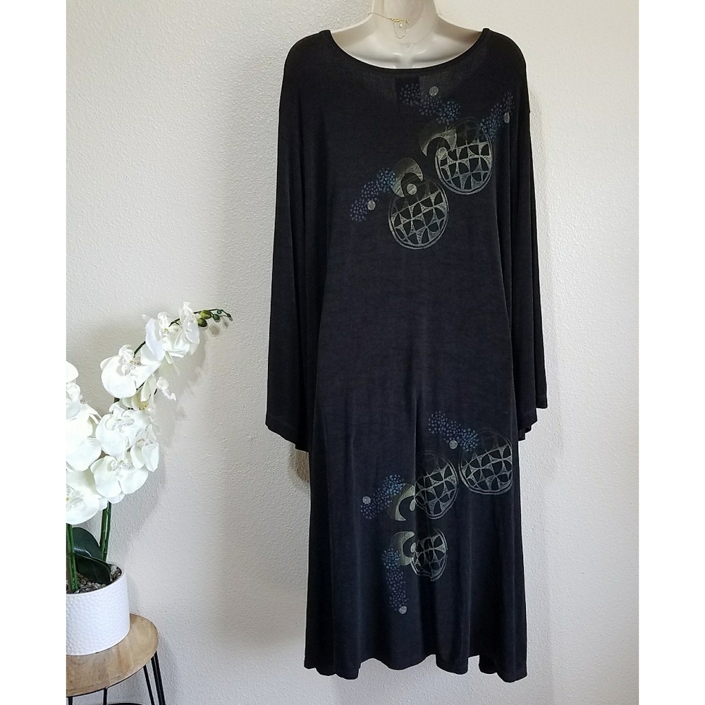 Blue Fish 1996 Printed Long Sleeve Lagenlook Dress - Picture 3 of 11